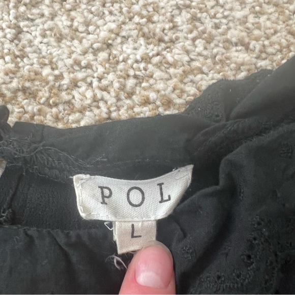 Anthropologie Pol Ruffle Collar Blouse Long Sleeve Black Oversized Size Large - Picture 9 of 11